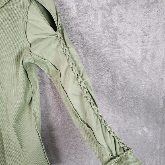 Free People We The Free Daisy Ribbed Braided Cotton T-Shirt S - Picture 2 of 10